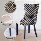 Velvet Dining Chairs Set of 2, High-end Tufted Upholstered Dining Chair with Back Ring Pull, Nailhead Trim and Solid Wood Legs, Modern Dining Room Chairs for Dining Room, Beige &Patterned