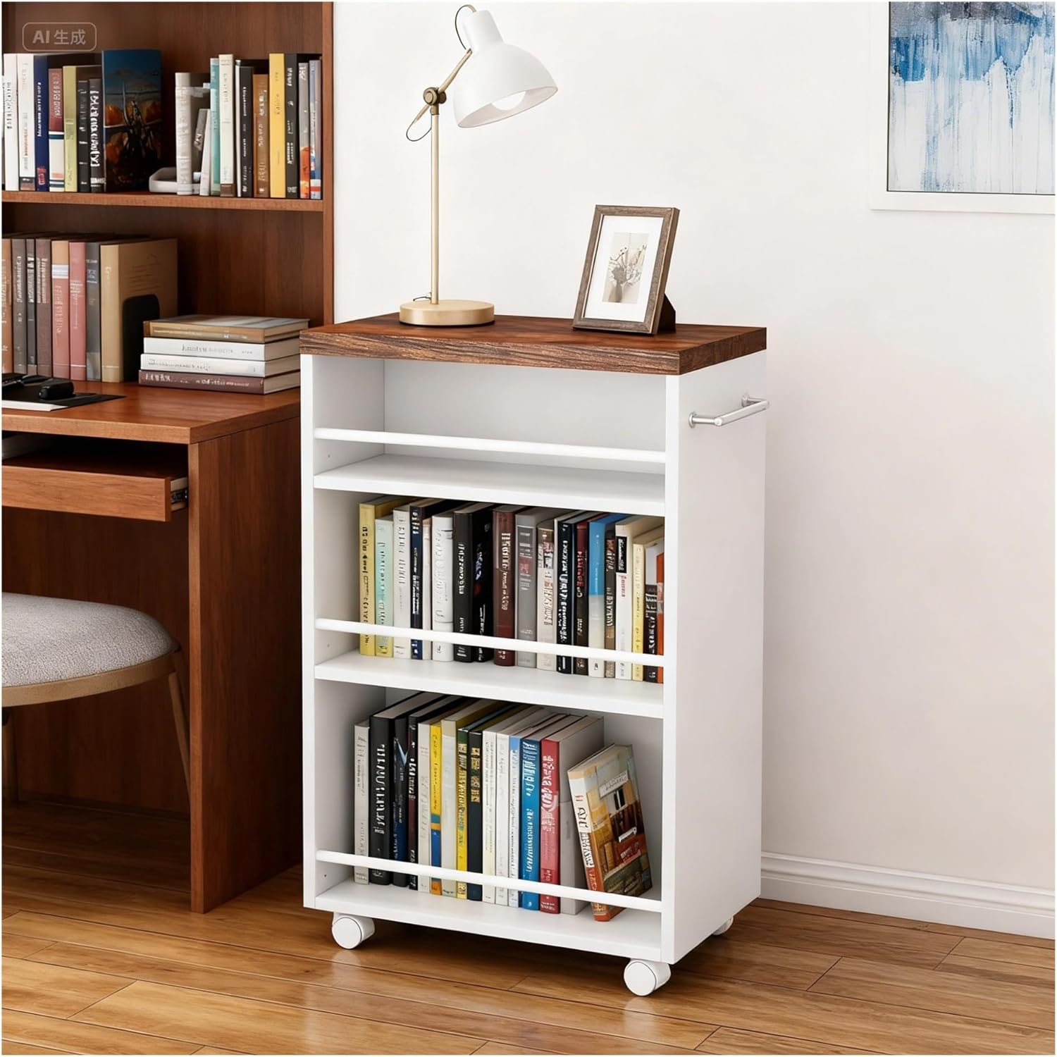 Slim Rolling Storage Cart - 4-Tier Narrow Utility Cart for Small Spaces, Versatile Bathroom, Kitchen & Laundry Room Organizer with Handle on Wheels