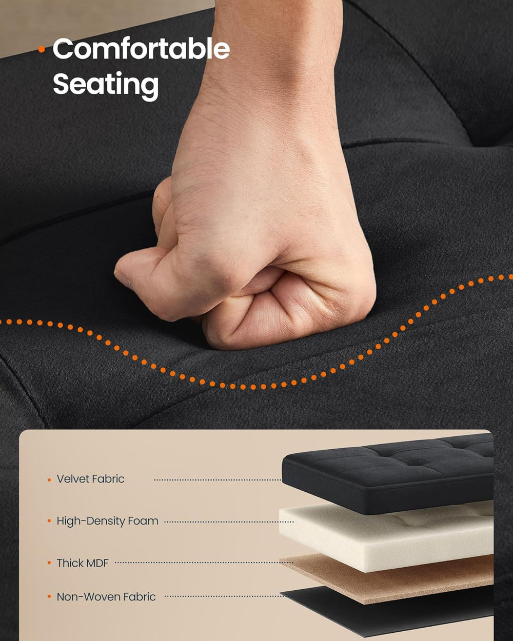 SONGMICS HOME Ottoman with Storage, Removable Lid, Folding Storage Chest, Eas...