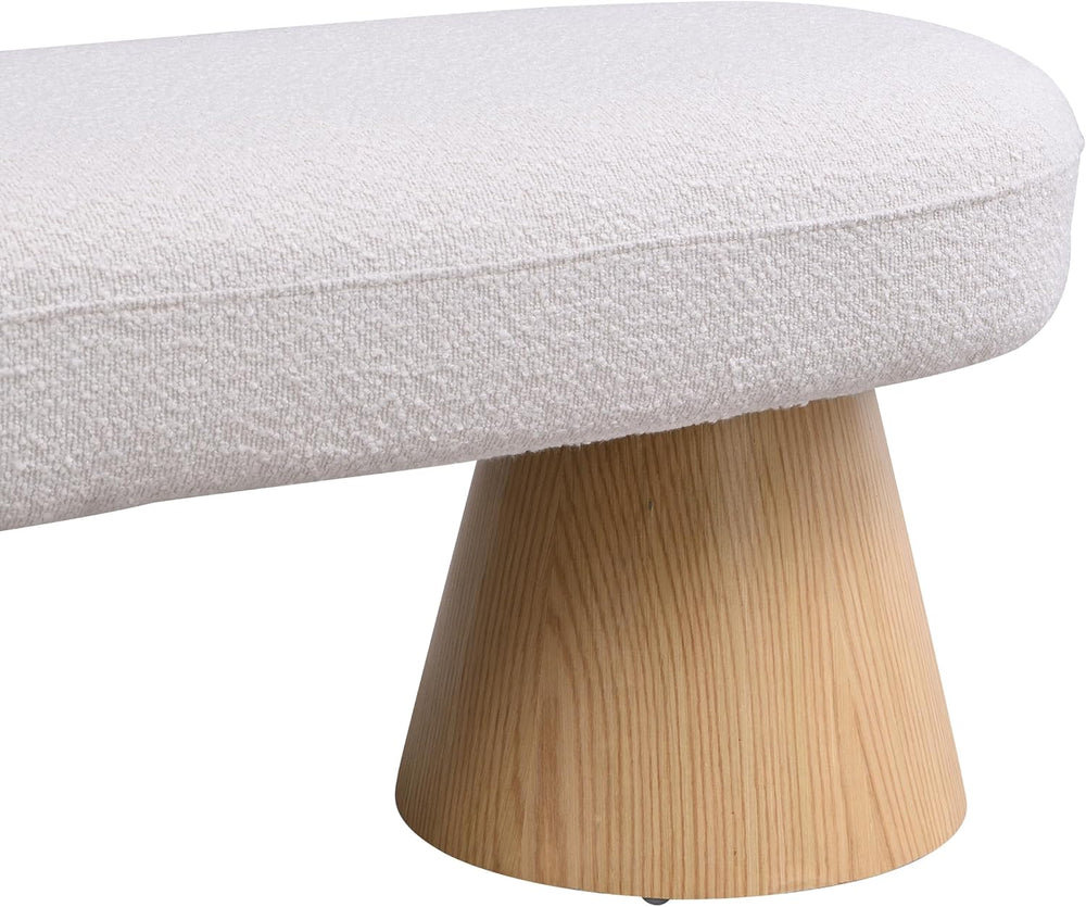 49-Inch Beige Farmhouse Upholstered Dining Bench with Wood Legs | The 49 x 16...