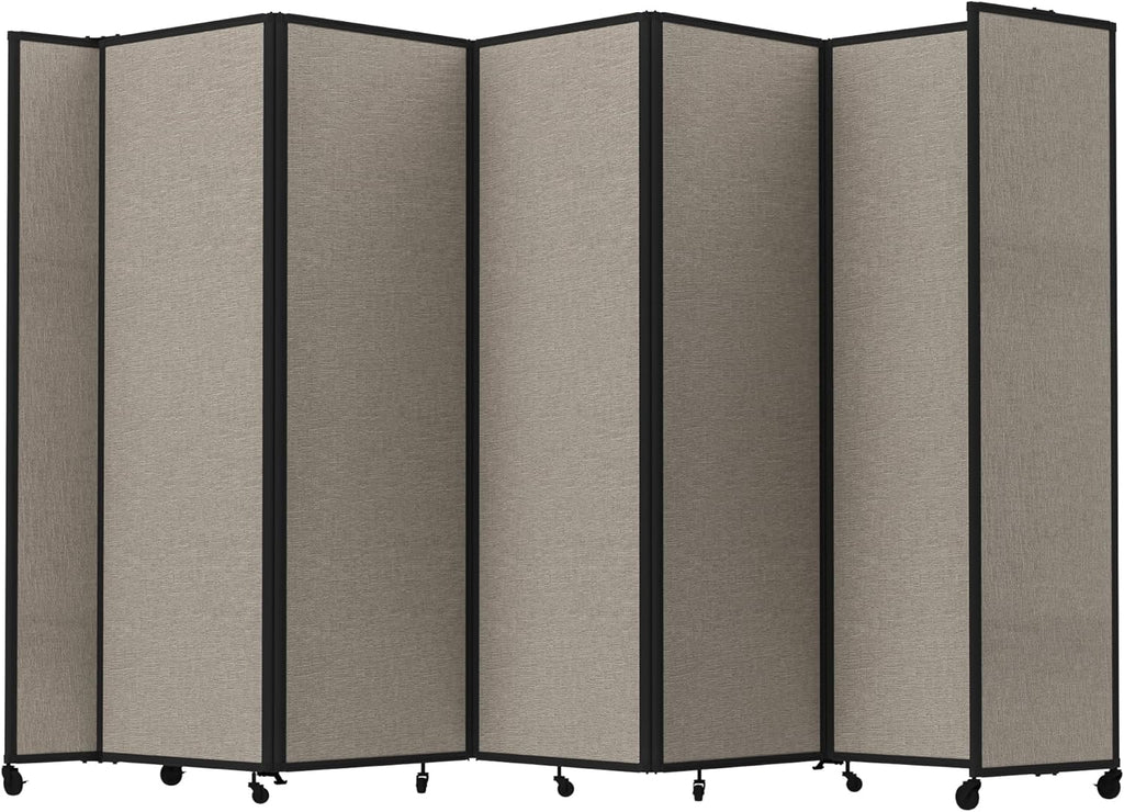 Versare Room Divider 360 Portable Wall Partition | Folding Panels | Large Freestanding Divider | Locking Wheels | Temporary Room Separator | 14' x 7'6'', Warm Pebble