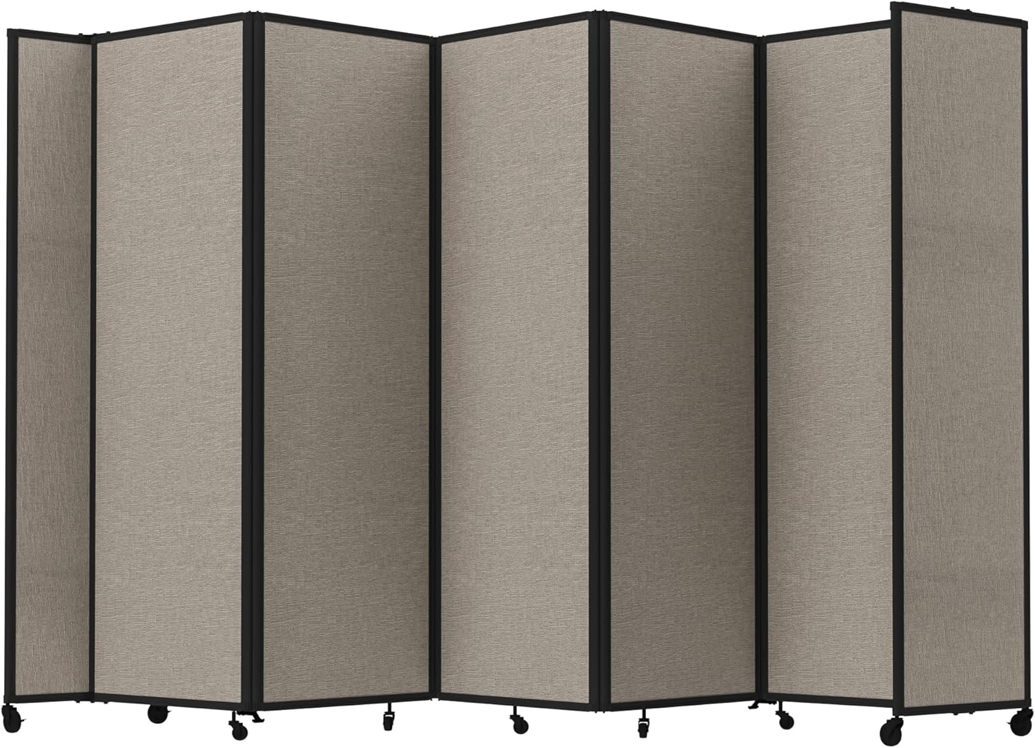 Versare Room Divider 360 Portable Wall Partition | Folding Panels | Large Freestanding Divider | Locking Wheels | Temporary Room Separator | 14' x 7'6'', Warm Pebble