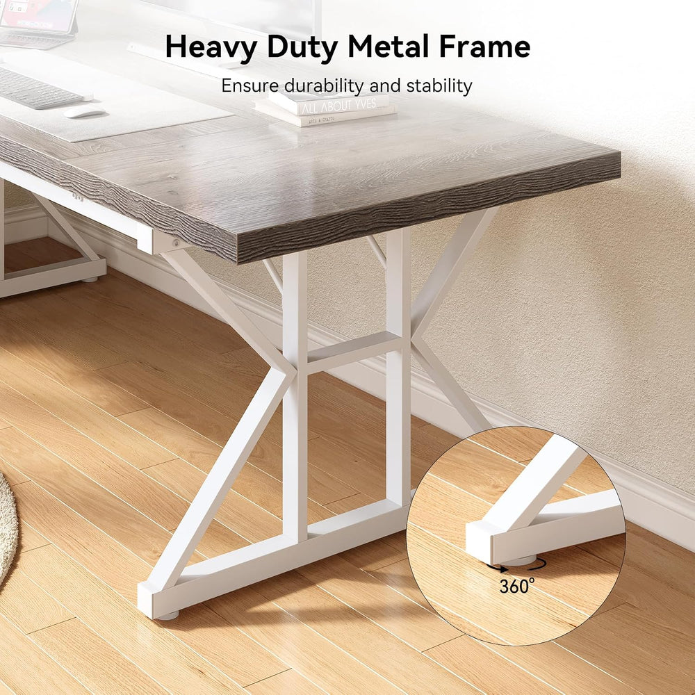 LITTLE TREE 70.8-Inch Large Executive Desk, Modern Computer Office Desk, Wood...