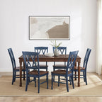 Crosley Furniture Shelby 7-Piece Traditional Dining Table Set for 6, Dinner Tables with Kitchen Chairs, Navy/Dark Cherry