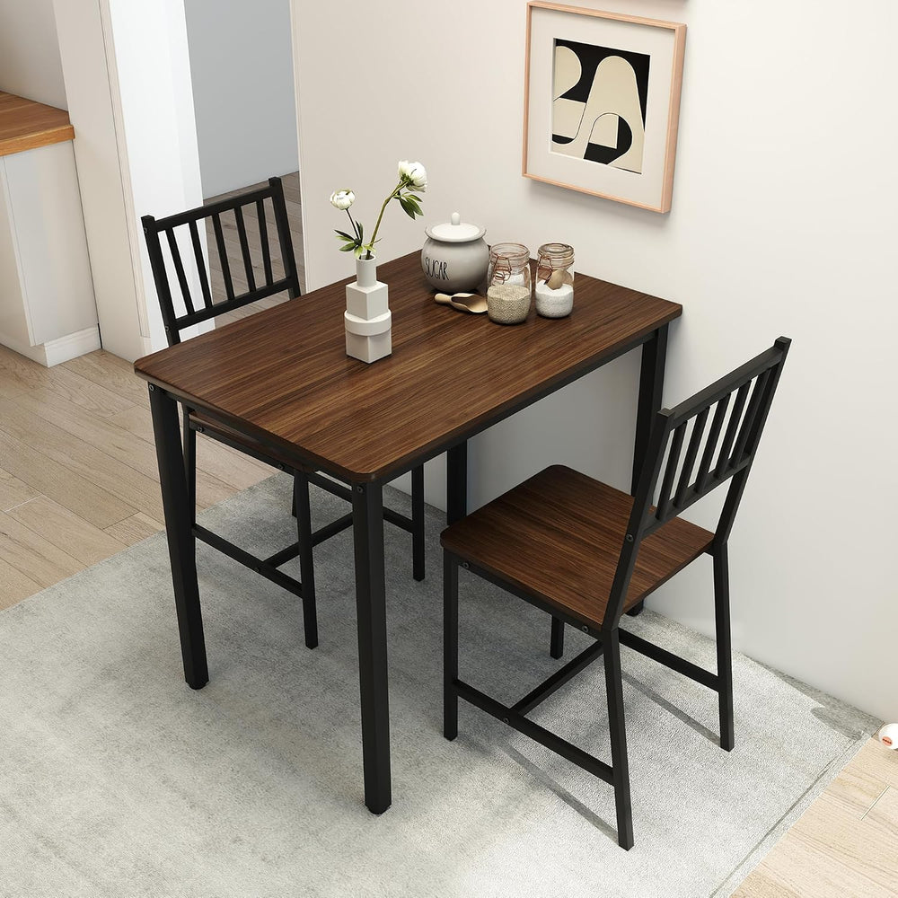 3-Piece Dining Table Set for 2, Space-Saving Kitchen Table Set for Small Spac...