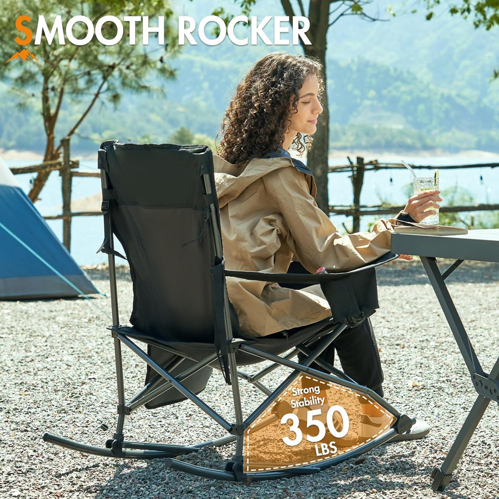 Portal Outdoor Rocking Chair Camping Folding Portable Rocker with Cup Holder ...