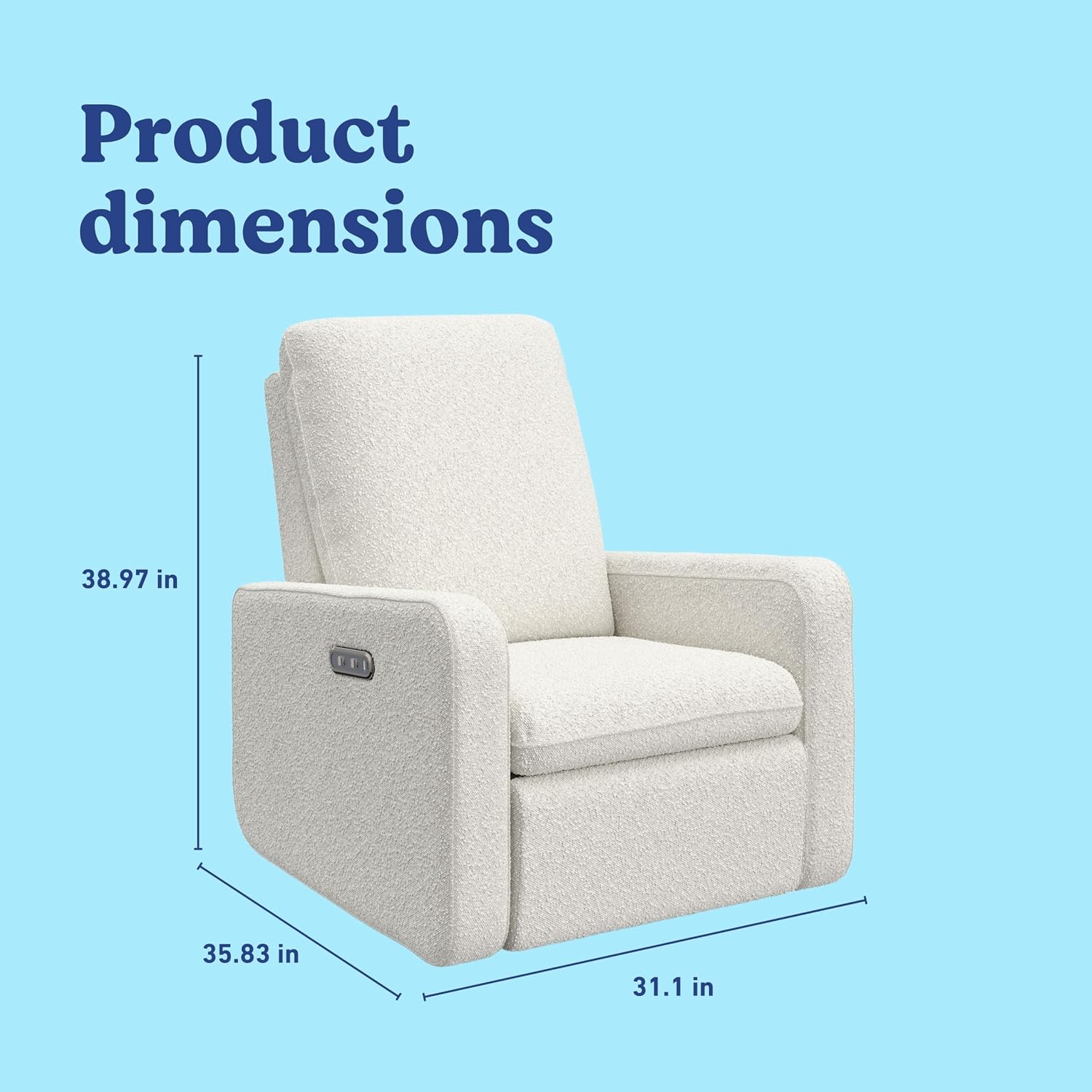 Graco Teddi Nursery Power Recliner Swivel Glider, Ivory Boucle | Electronic Power Recline, OEKO-TEX 100 Certified, USB-A & USB-C Charger, Premium Cushioning & Comfort, Glider Rocking Chair