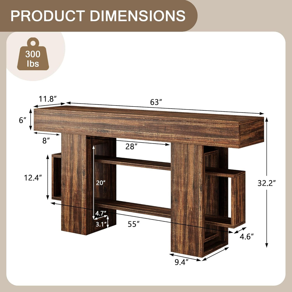 Einhomn 63 Inches Entryway Table, Wooden Console Table with Storage, Narrow S...