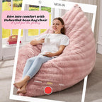 Hobestluk 3 in 1 Bean Bag Chair Giant Bean Bag Chairs for Adults with Ripple Cover Convertible Bean Bag Floor Cushion with Machine Washable Cover for Living Room (Ripple Pink)