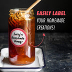 Canning Labels Dissolvable Stickers for Mason Jars and More (2" Round 200/roll) Canning Supplies Washes Off in Seconds Like Magic - Jar Labels Homemade Jam, Jelly, and More (Amaranth Red)