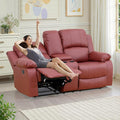 Recliner Sofa Set Couches for Living Room Chair Semi PU Fabric Living Room Furniture Sets, Adjusted Loveseat Reclining Couch Furniture Sofa Set for Theater Seating, Red