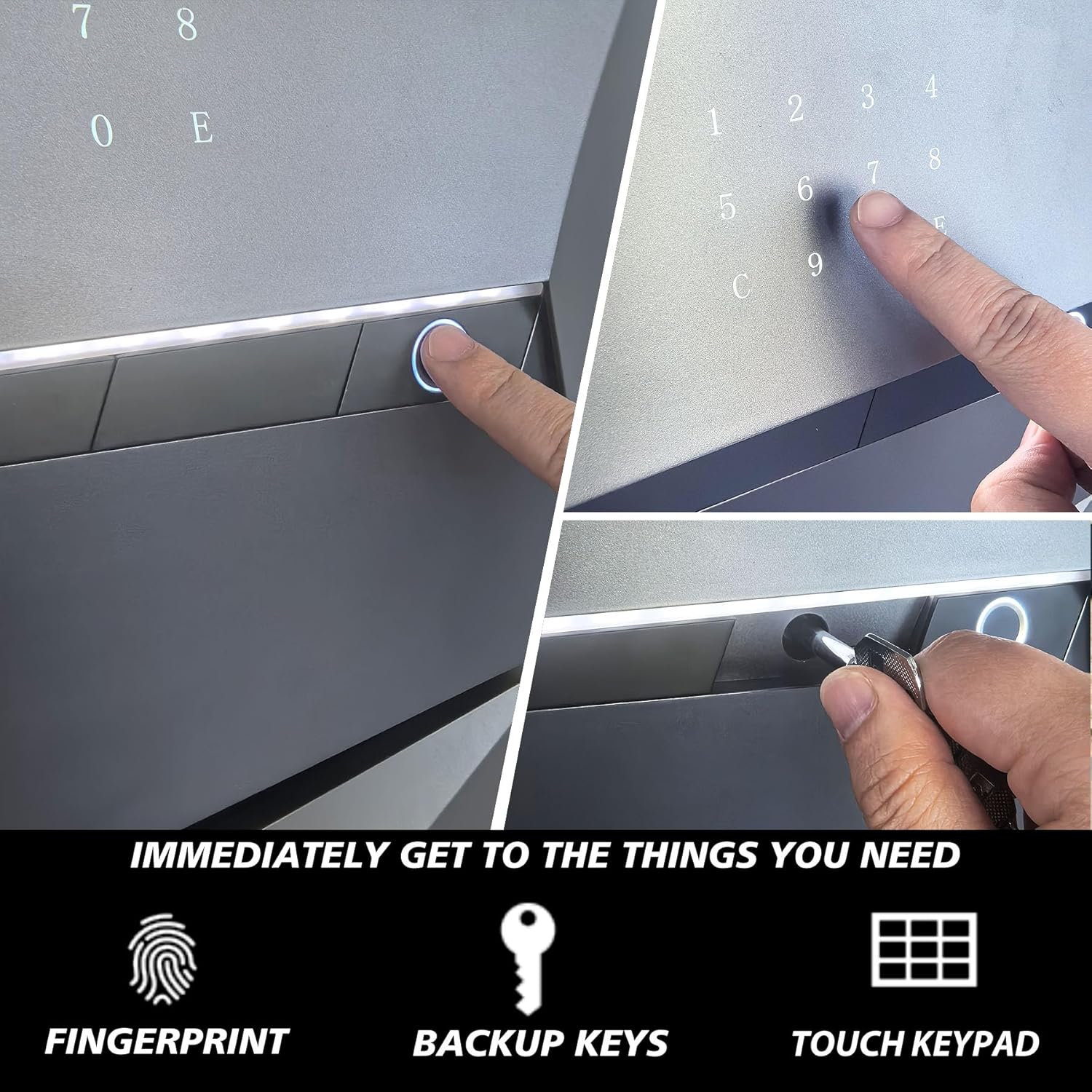 Y-Series Fingerprint Smart Safe Box Security Box with Key,1.2 Cubic,Safety Box for Home