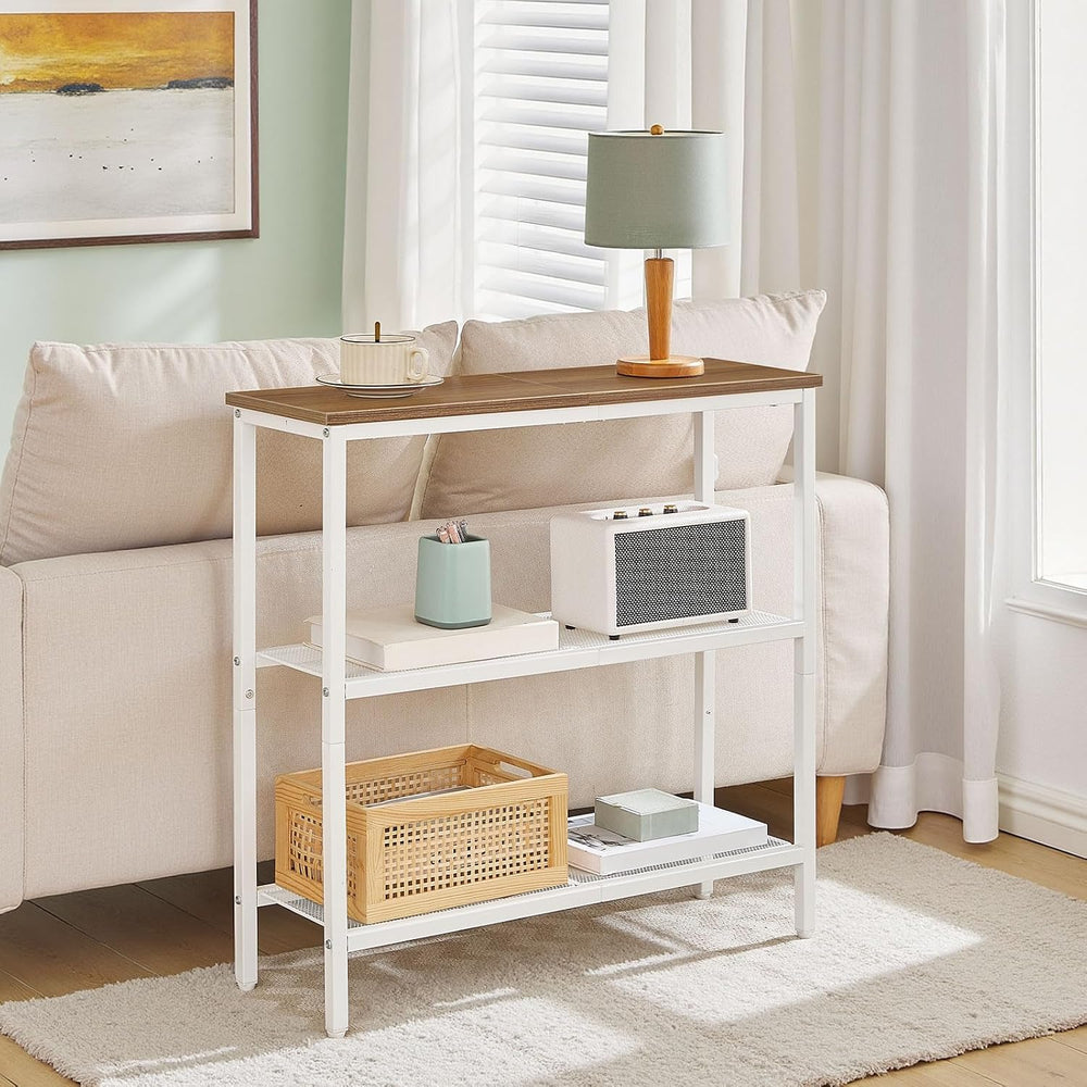HOOBRO 29.5" Narrow Console Table, 3 Tier Entryway Table with Shelves, T...