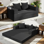 COMAX Futon Sofa Bed, 4‑in‑1 Convertible Sofa Bed, Folding Boneless Couches | Boneless Couch for living room, Fold Out Small Foldable Loveseat Floor Sleeper Mattress Lounge Space‑Saving, Black