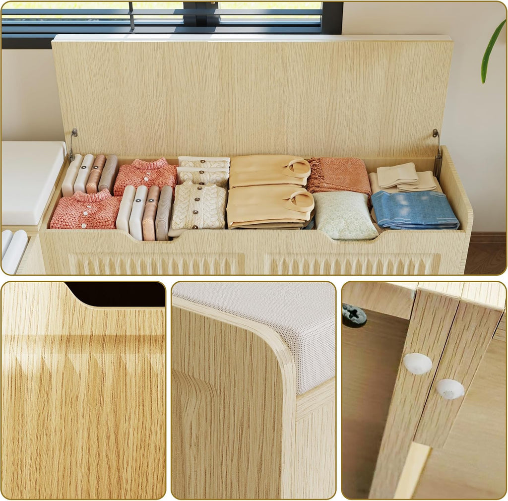 L Shape Storage Bench,63 in L-Shaped Kitchen Breakfast Corner Bench with Cushioned Seat and Hidden Storage Function,Wooden Backless Bench for Entryway,Suitable for Dining Room,Kitchen