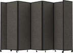 Versare Room Divider 360 Portable Wall Partition | Folding Panels | Large Freestanding Divider | Locking Wheels | Temporary Room Separator | 14' x 7'6'', Mocha