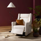 Babyletto Kiwi Plus Electric Recliner Glider in Performance Cream Eco-Weave | GREENGUARD Gold & CertiPUR-US Certified - Power Recliner Rocking Nursery Chair w/ USB Ports - 270° Swivel
