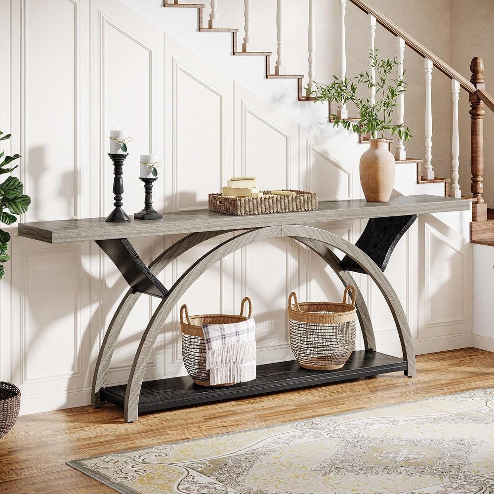 Tribesigns 70.87" Console Table, Industrial Sofa Table Behind Couch with...
