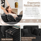 56" Oversized Chaise Lounge Chair Indoor,Plush Faux Fur Sleeper Sofa Couch Bed with Pillows&Wide Armrests,Fluffy Comfy Cloud Couch,Compression Foam Couch for Living Room,Bedroom(Black)
