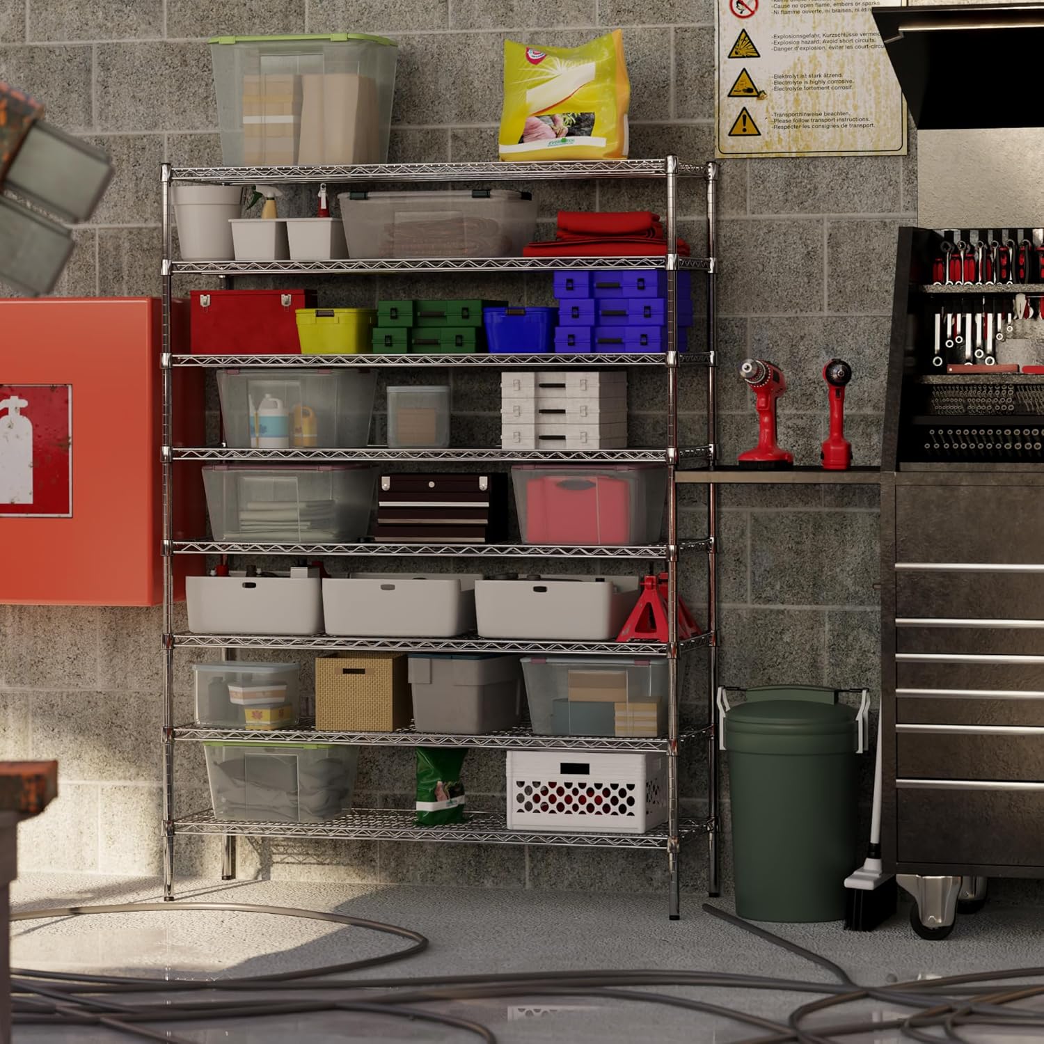 18" Deep x 54" Wide x 74" Height Wire Shelving Kit | 8-Tier | NSF Commercial Storage Rack Unit
