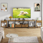 GYIIYUO LED TV Stand with Mount and Power Outlet & Fabric Drawers for 32-85 Inches TV - Entertainment Center and Corner Tv Stand for Living Room, Bedroom- 47" Rustic Brown (Max VESA 600mm × 400mm | with Mount