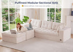MAXYOYO 104" U Shaped Modular Sectional Sofa with 2 Ottomans, Cloud Boneless Couch with Layered Cushion, Flexible Module Combination Sofa for Living Room, No Assembly Required, Beige