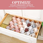 ROUFA Sock Drawer Organizer for Dresser, Honeycomb Underwear Dividers for Women, Panty Separator for Bras, Socks, Belt and Leggings (12pcs.Pink)