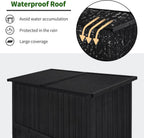MCombo Outdoor Storage Cabinet, Wooden Storage Shed with Latch, Outside Garden Tool Shed with 2 Doors for Patio Yard Lawn, 1900 (Black, Large)