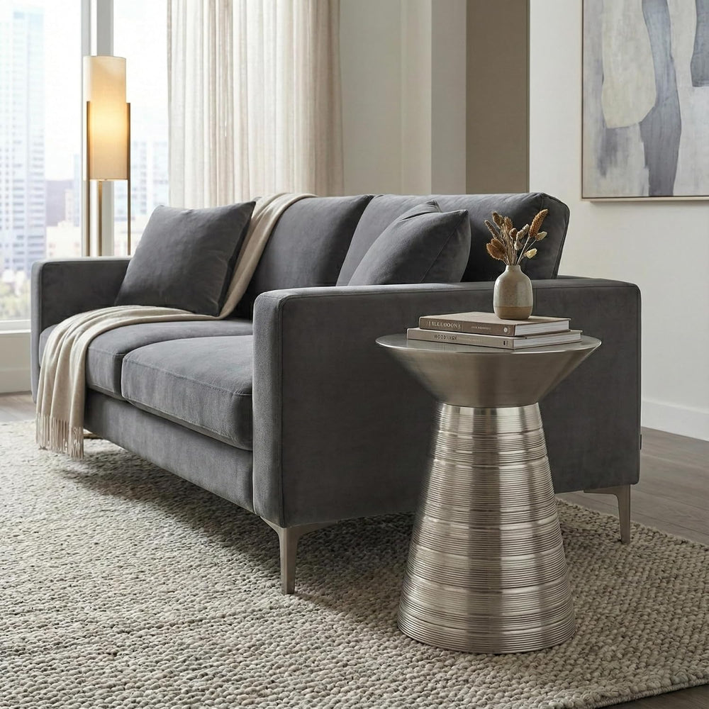 SIMPLIHOME Sheridan Metal Table - 18 inch Wide Solid Metal Round Side Table i...