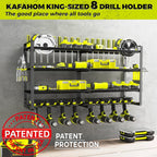 KAFAHOM Power Tool Organizer-8 Drill Holder Wall Mount,4 Layer Heavy Duty Metal Power Tool Storage Rack,Garage Tool Organizer and Storage with Screwdriver Holder/Plier Holder/Hammer Holder