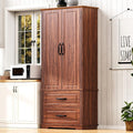 Pantry Cabinet with 2 Large Drawers, Embossed Texture Freestanding Cupboard with 8 Door Shelves and 3 Cabinet Shelves for Kitchen, Dining Room, Living Room