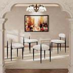 Morden Fort Modern Dining Chairs Set of 4, White Armless Chairs with Curved Backrest and Black Metal Legs for Dining Room, Kitchen, Living Room, Apartment