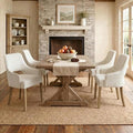 Linen Dining Chairs Set of 4 Upholstered Accent Chairs Side Chair with Wood Legs for Living Room/Dining Room/Bedroom/Restaurant, Upgraded Size, Cream