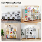 Wood Cube Storage Organizer White Bookshelf - 3-Tier Freestanding Storage Cabinet with Legs for Home Office, 9-Cubes Open Shelf