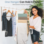 Velvet Hangers Space Saving Non Slip Pant Velvet Hangers, DUDUCOFU 4 Pack Beige Multi Layer Clothes Hangers Closet Organizer for Pants Trousers Scarf
