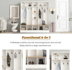 LUMISOL 4-in-1 Hall Tree with Shoe Bench, Cube Storage & Shelves, Wide Entryway Coat Rack with 8 Hooks for Mudroom Living Room, White