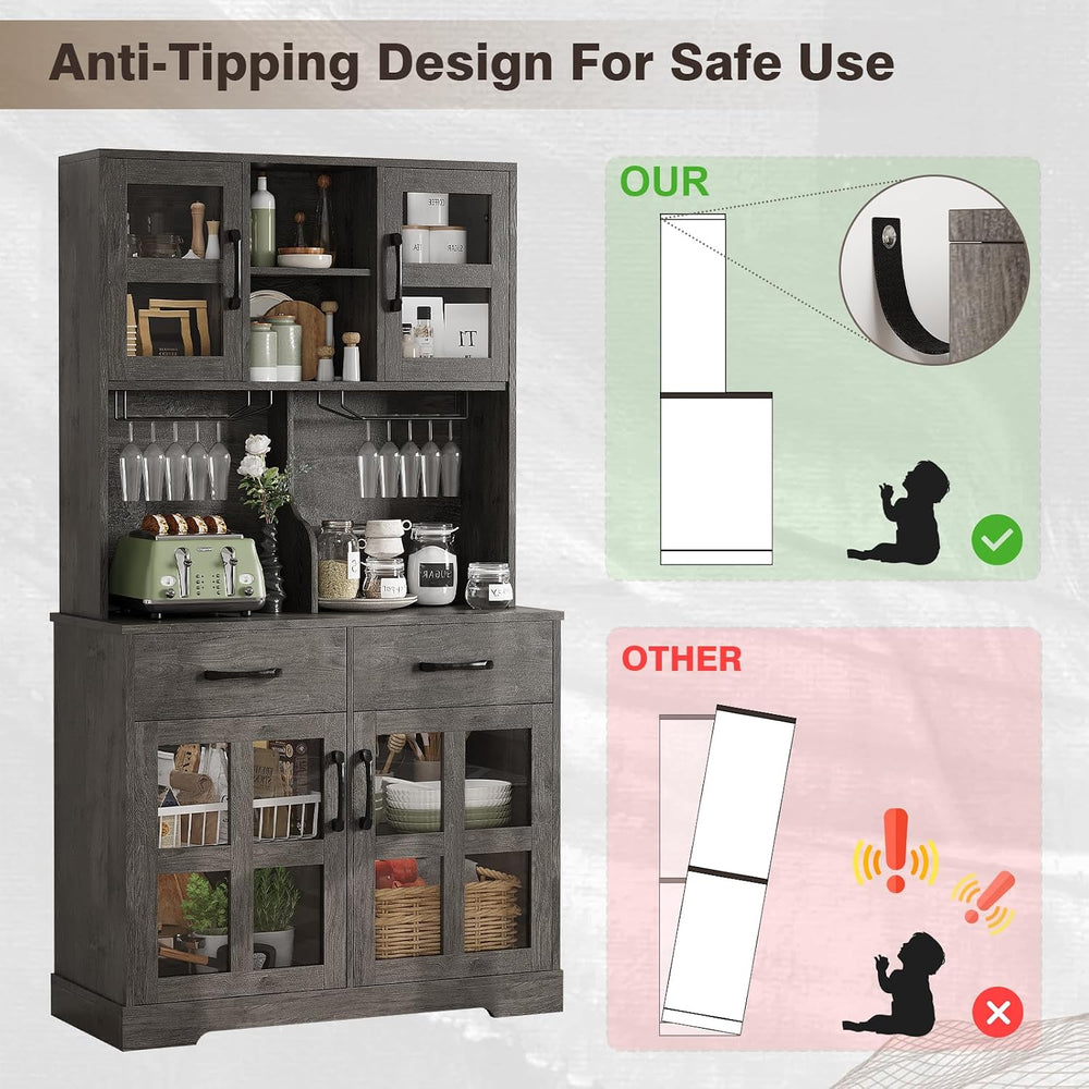Kitchen Pantry Storage Cabinet, Modern Pantry with Power Outlet, Food Pantry ...
