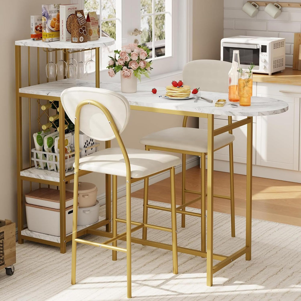 Garvee Dining Table Set for 2, 3-Piece Expandable Bar Table and Chairs Set