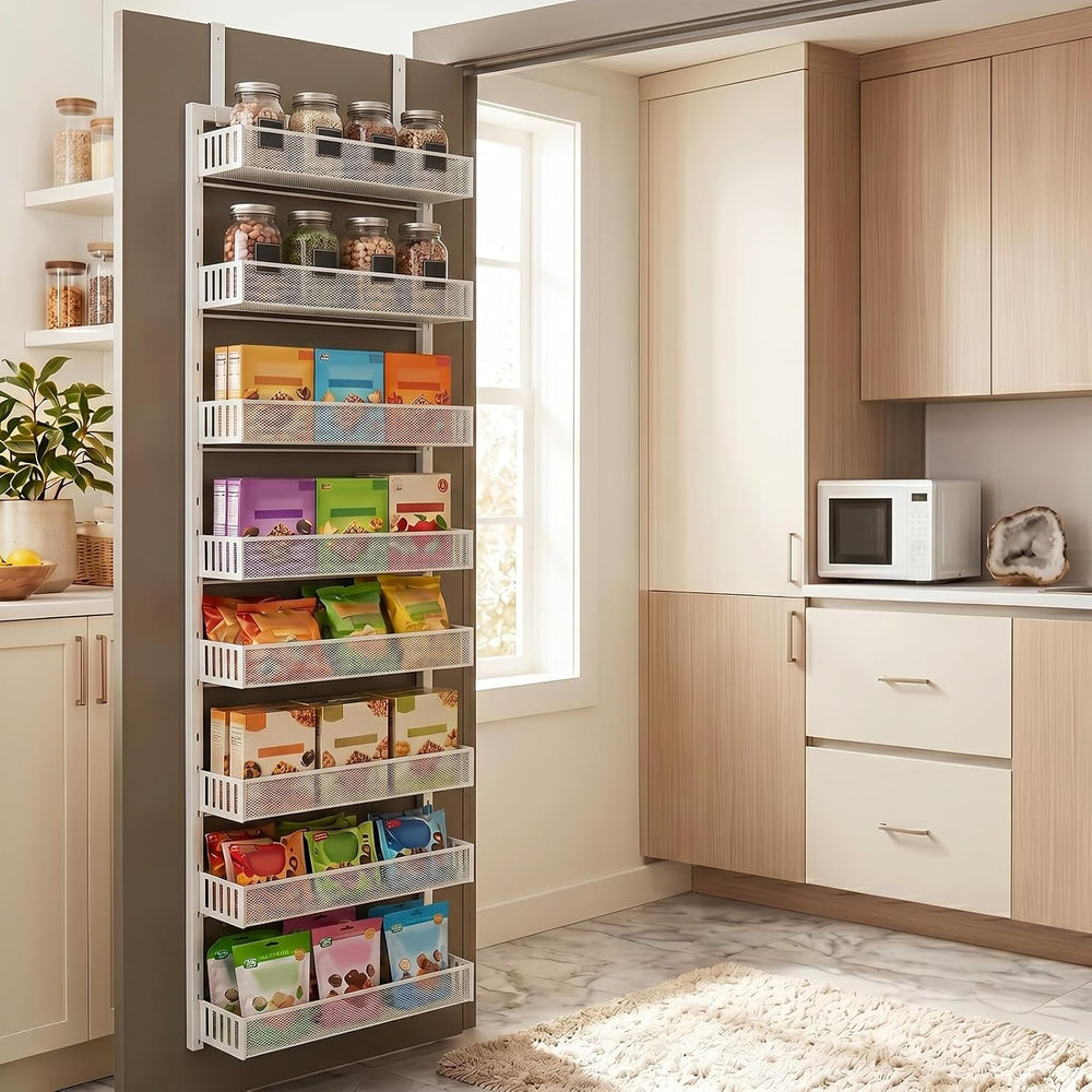 Over the Door Pantry Organizer, 8-Tier Heavy-Duty Door Spice Rack with Mesh B...