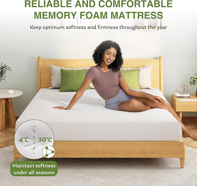 King Size Memory Foam Mattress, 12 Inch Bed Mattress in a Box with Cooling Green Tea Gel, Relieve Pressure with Medium Support, CertiPUR-US Certified, 80''L x 76''W, White