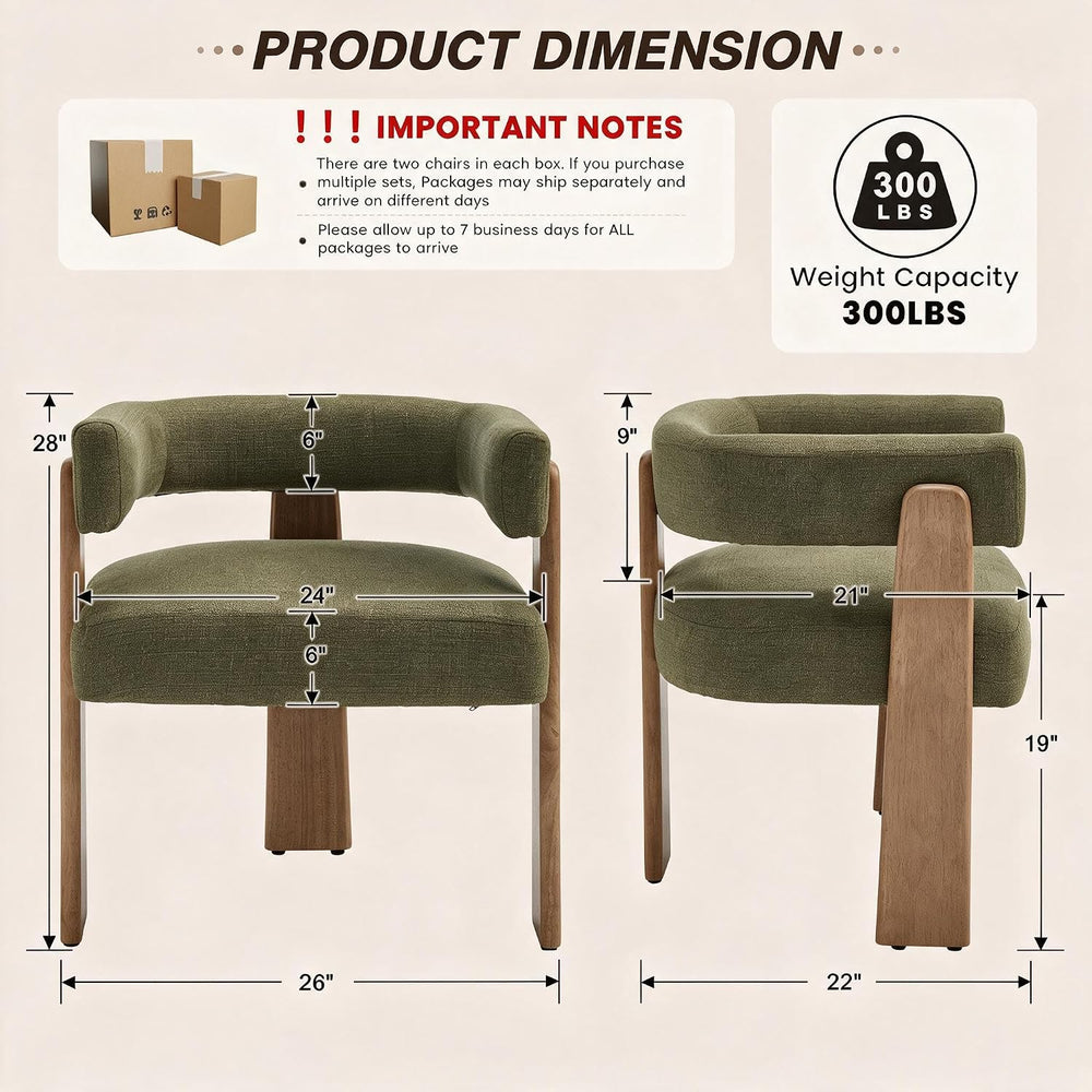 Green Barrel Dining Chairs Set of 6, Upholstered Dining Room Chairs