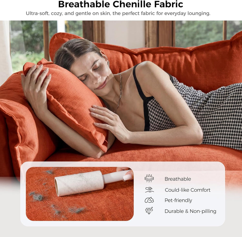 ELUCHANG 114" Oversized Modular Sectional Sofa, Comfy Chenille Cloud Cou...