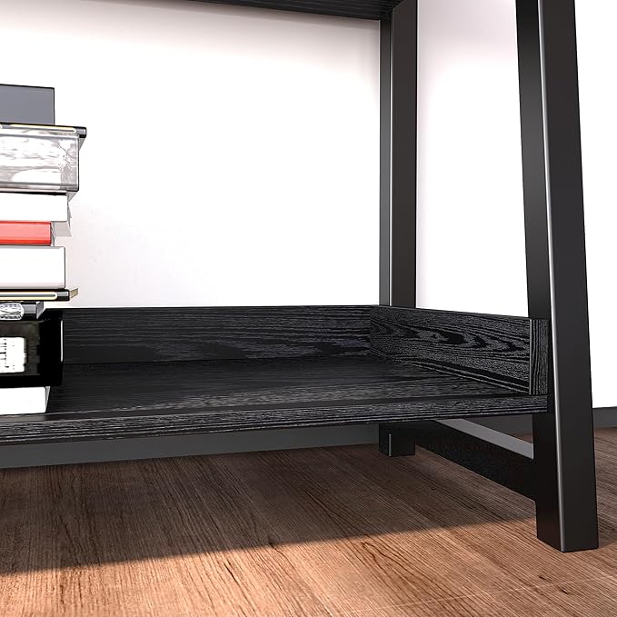 IRONCK Industrial Bookshelf 5-Tier 31.5 in Wide, Bookcase Ladder Shelf, Stora...