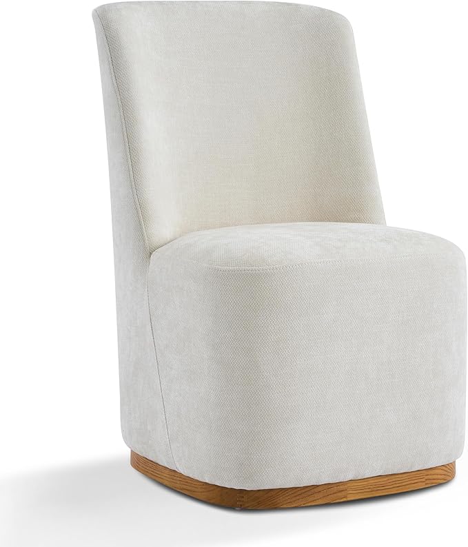 Christopher Knight Home Lucy Chenille Upholstered Dining Chairs Set of 2, Sturdy Wooden Dining Chair with Pedestal Base, Modern Kitchen Chairs with Solid Back, Versatile Indoor Usage, Beige