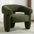 Sherpa Boucle Barrel Accent Chair, Round Armchair, Sherpa Green | Mid Century Sherpa Boucle Accent Chair, Comfy Upholstered Round Armchair with Curved Back for Living Room & Bedroom