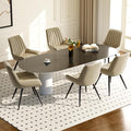 Modern Dining Chairs Set of 6,Upholstered Dining Room Chairs with Thick Cushions,Fabric Comfy Dining Chairs with Metal Legs for Dining Room Khaki