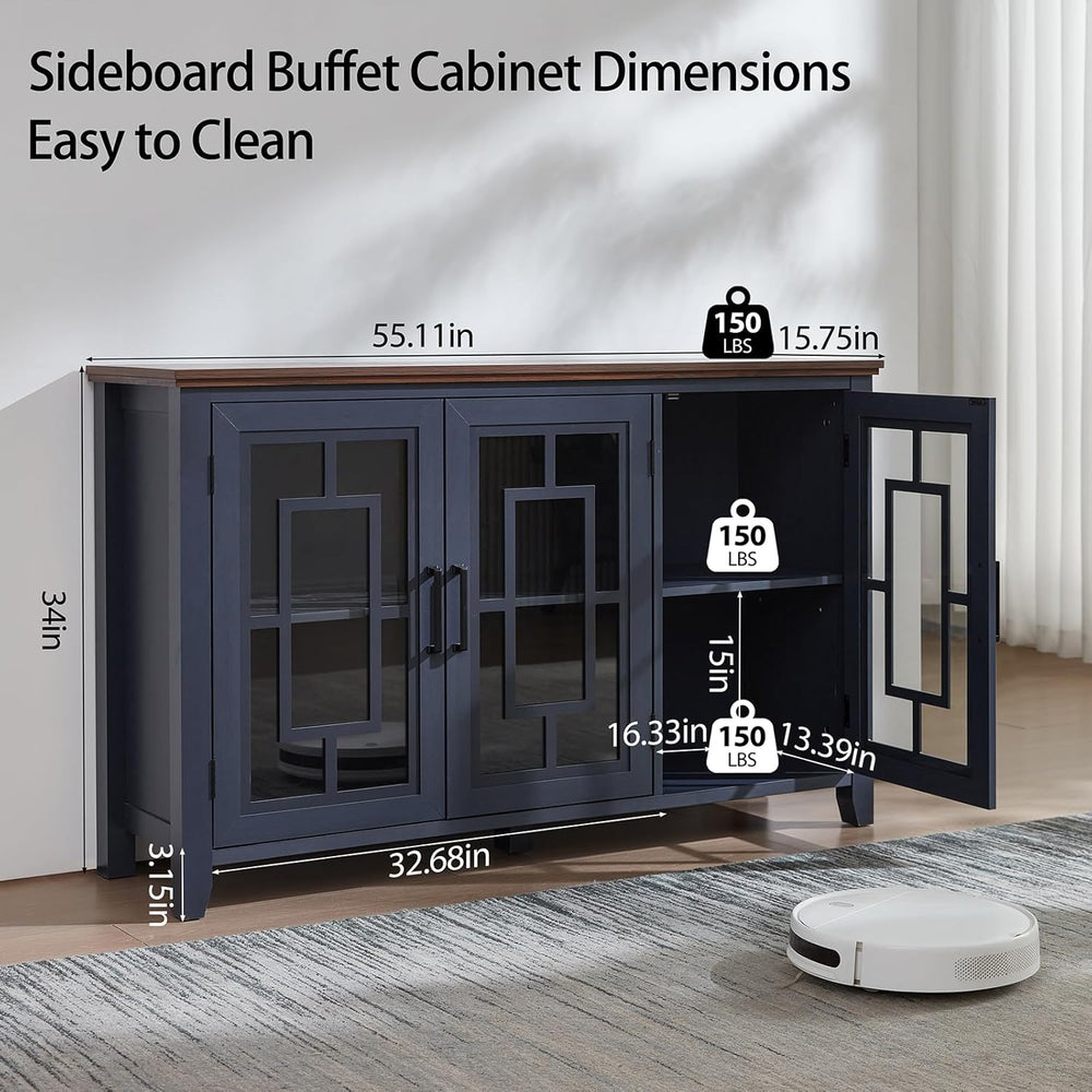 Joaxswe Large Sideboard Buffet Cabinet with Storage, 55" Farmhouse Crede...
