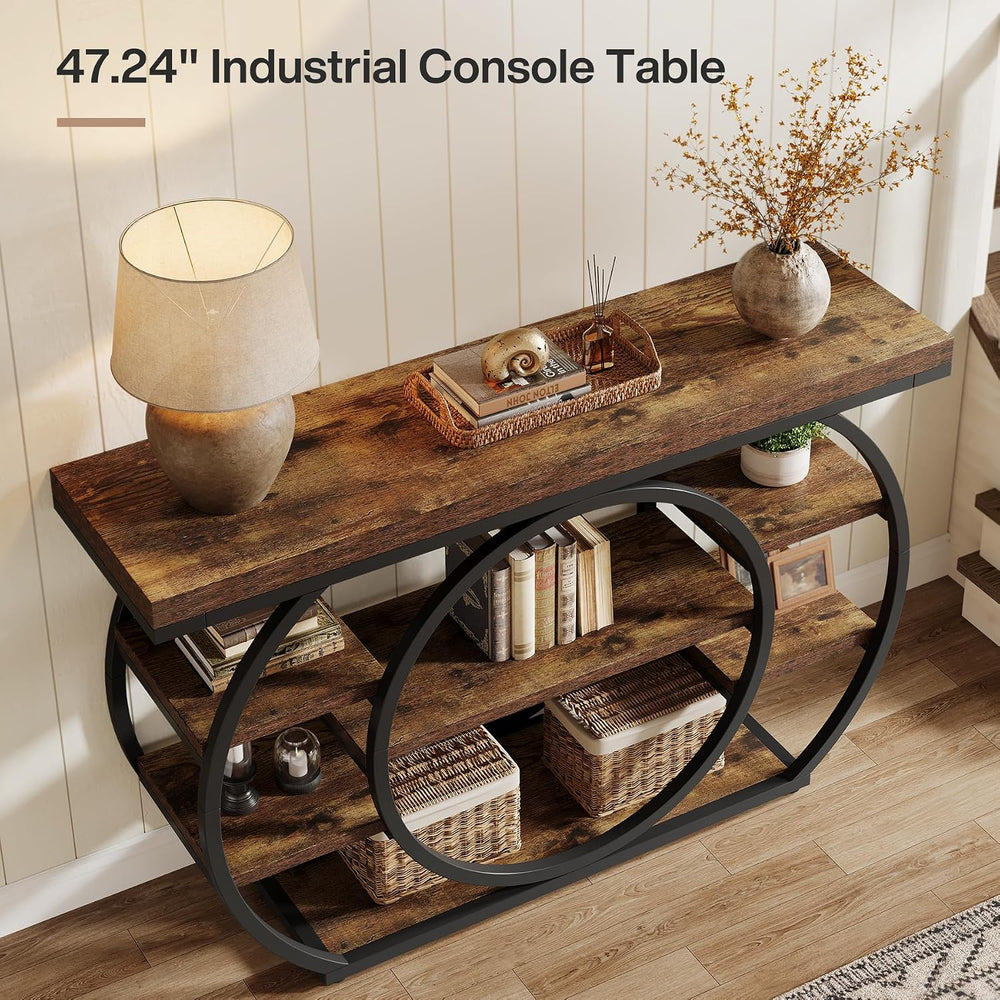 Tribesigns 47" Console Table for Living Room, 5-Tier Industrial Entryway...