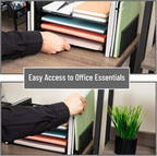Mind Reader Desktop Organizer, File Storage, Paper Tray, Workspace, Office, Metal Mesh, 16.75"L x 9.15"W x 6"H, Black