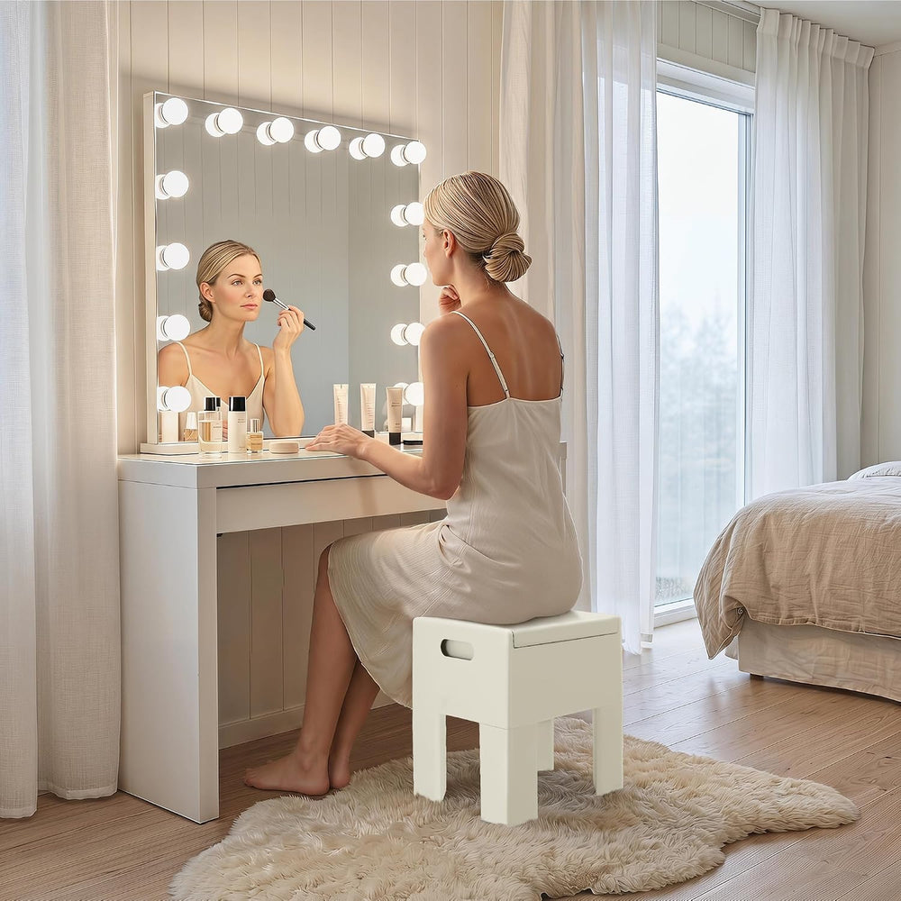 Modern Nightstand - Multifunctional Plastic Bedside Table with Storage Space,...